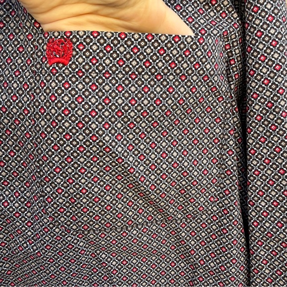 CINCH Men’s Red Black Brown Patterned Long Sleeve Button Down Shirt Size Medium - Picture 4 of 10